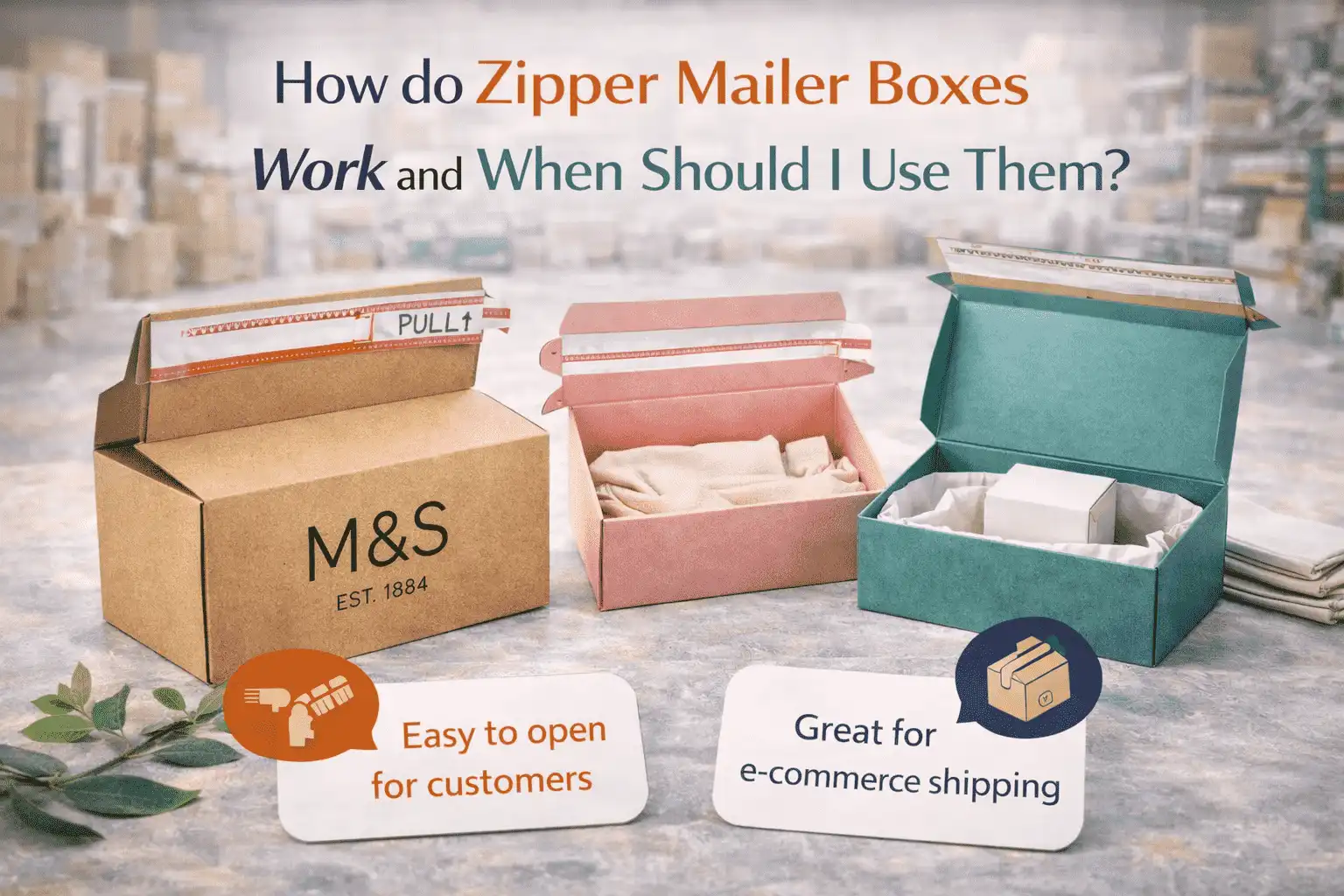 Zipper mailer boxes